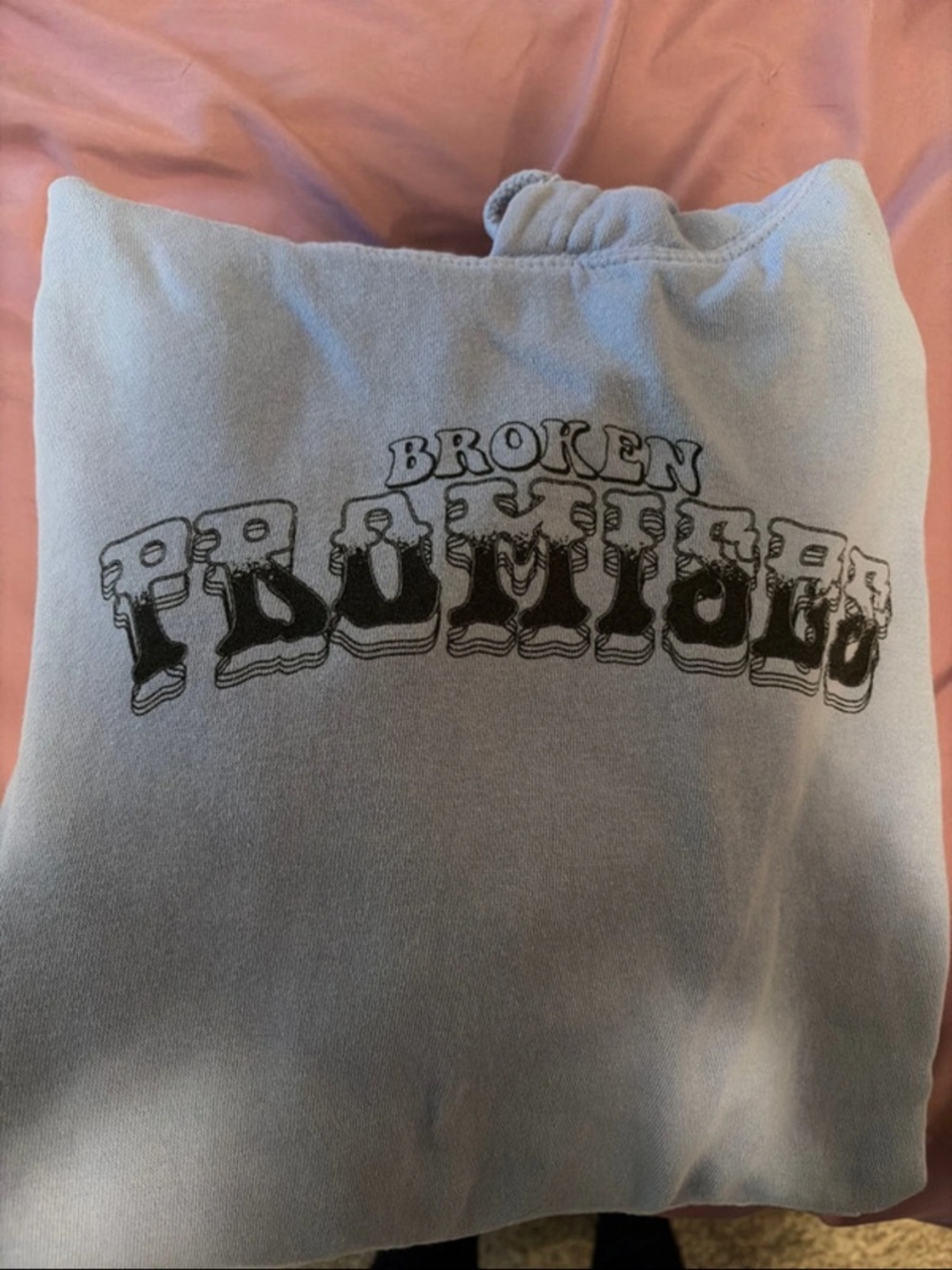 Broken Promise Light Blue Graphic Pullover Hoodie